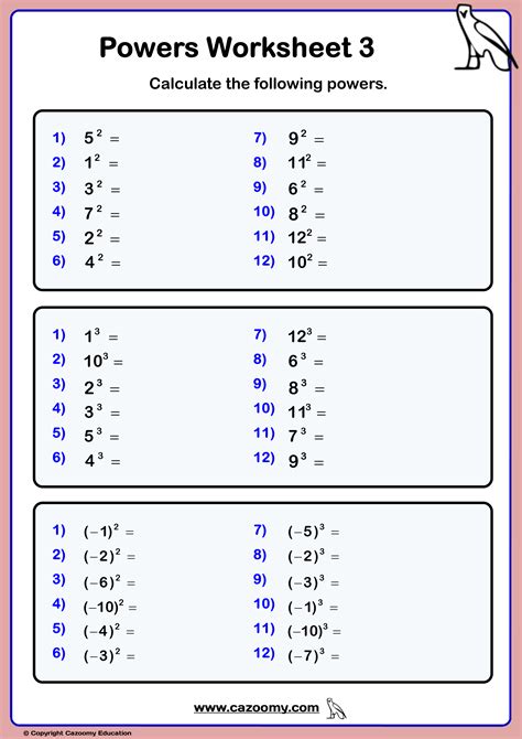 Year 7 Powers And Roots Worksheets