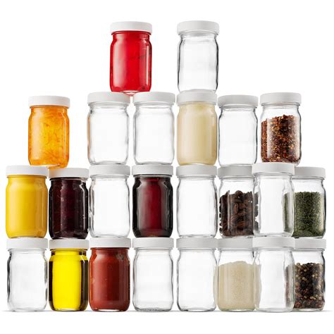 High Quality Small Glass Mason Jars 4 Ounce Mini Jars 24-Pack , Plastic ...