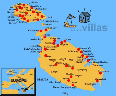 Malta Beaches Map