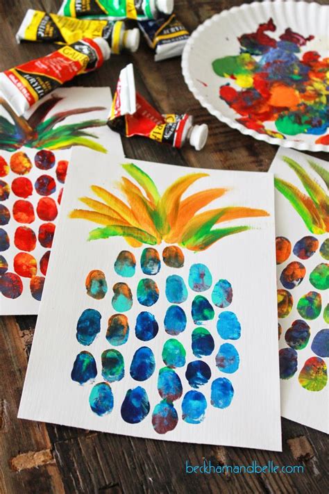 DIY Pineapple Thumbprint Art | Art for kids, Preschool crafts ...