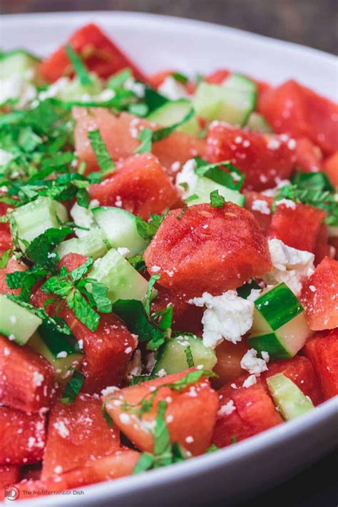 BEST Watermelon Salad, prepared Mediterranean style with cucumber ...