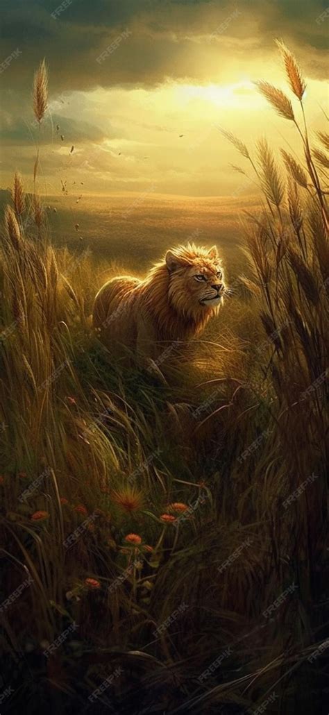 Premium AI Image | A lion in the grass