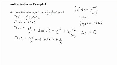 Antiderivative Examples With Answers Pdf