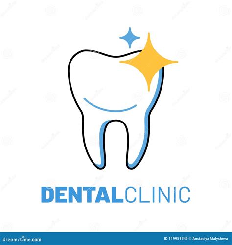 Dental Clinic Isolated Logo with White Tooth Stock Vector ...