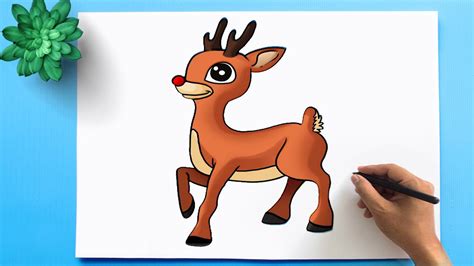 How to Draw Rudolph the Red Nosed Reindeer Step by Step Easy - YouTube