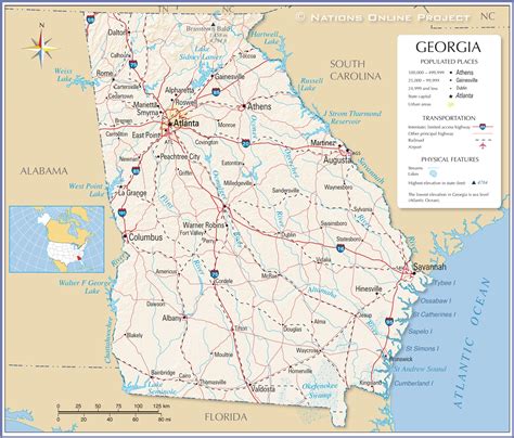 Map of the State of Georgia, USA - Nations Online Project