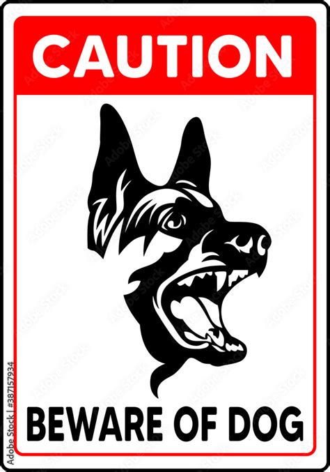 caution beware of dog sign vector animal mascot Stock Vector | Adobe Stock