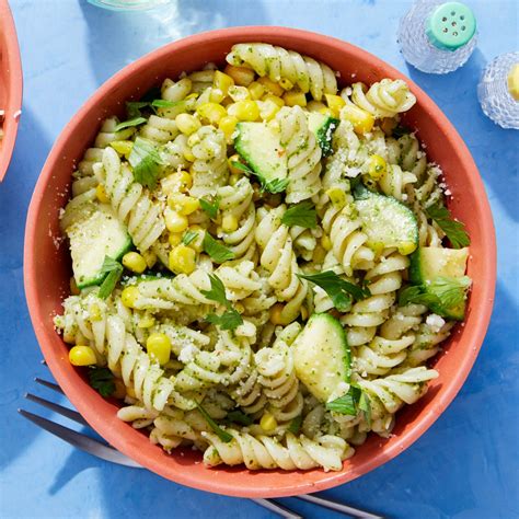 Recipe: Fresh Fusilli Pasta & Basil Pesto with Corn & Zucchini - Blue Apron