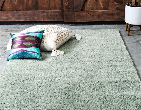 Sage Green 5' x 8' Studio Solid Shag Rug | eSaleRugs