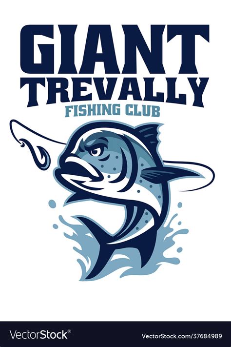 Giant trevally fishing club logo Royalty Free Vector Image