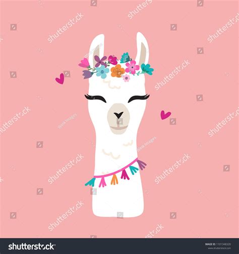 Cute cartoon llama alpaca vector graphic design. Hand drawn llama ...