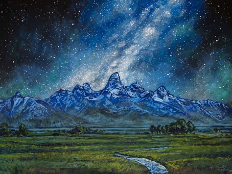 14er Art : Painting - Teton Milky Way