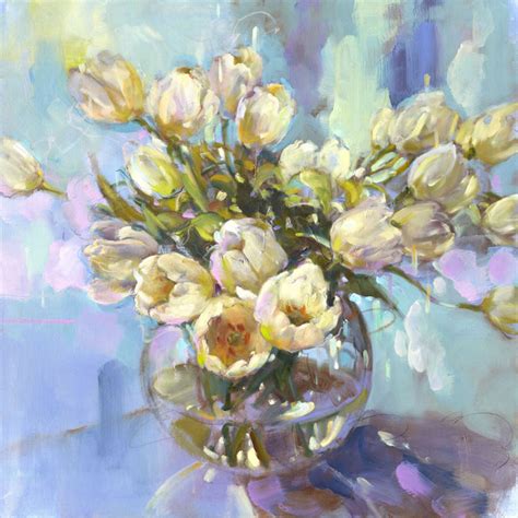 White Tulips | Painting by Anna Razumovskaya