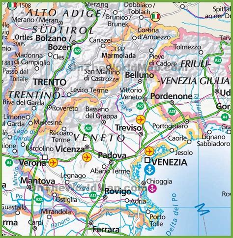 Large map of Veneto | Map, Large maps, Veneto