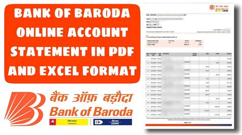 Bank Of Baroda Online Account Statement in Pdf and Excel Format / How ...