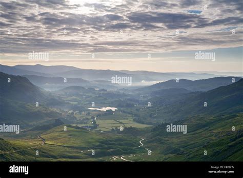 Sunrise over the Little Langdale Valley Lake District UK Stock Photo ...