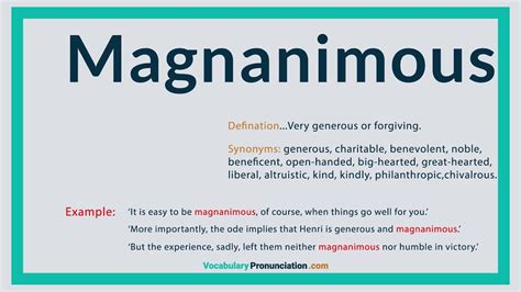 How to Pronounce MAGNANIMOUS l Definition and Synonyms of MAGNANIMOUS ...