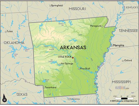 Physical Map Of Arkansas 617