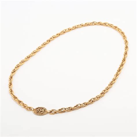 Chanel COCO Mark Logo Necklace Gold Plated Gold | eBay