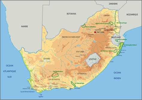 Geographical map of South Africa: topography and physical features of ...