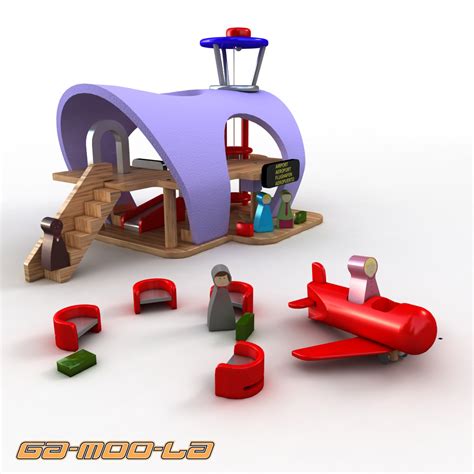 maya children wooden toy airport