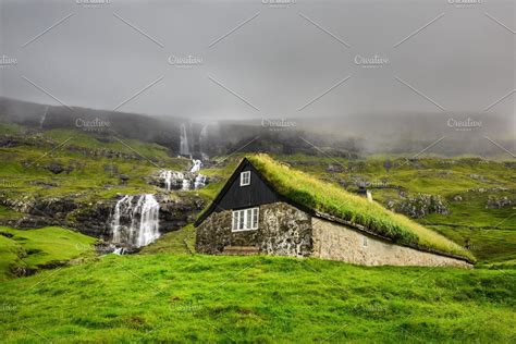 Historic stone house in Faroe Islands | Stone house, Turf roof house ...