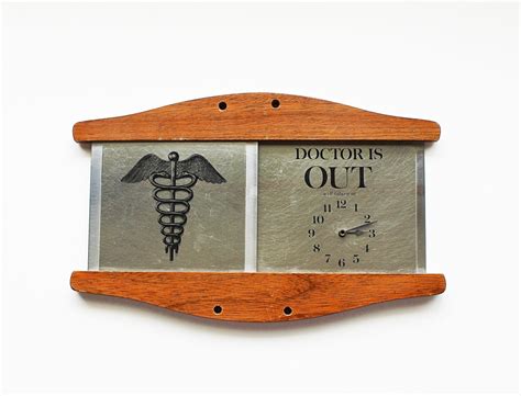 The Doctor is Out Vintage Sign Office Medical Time