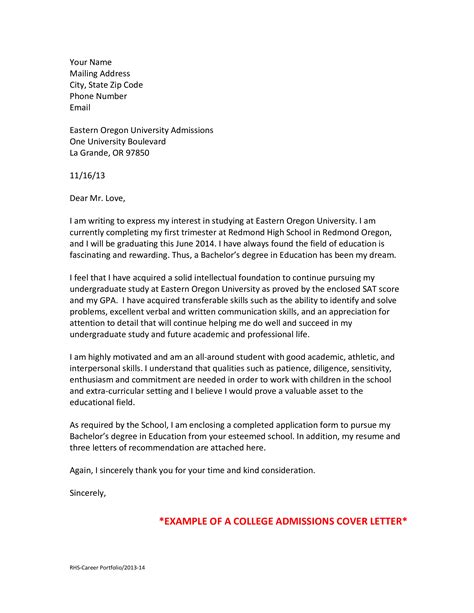 College Admission Application Letter - How to write a College Admission ...