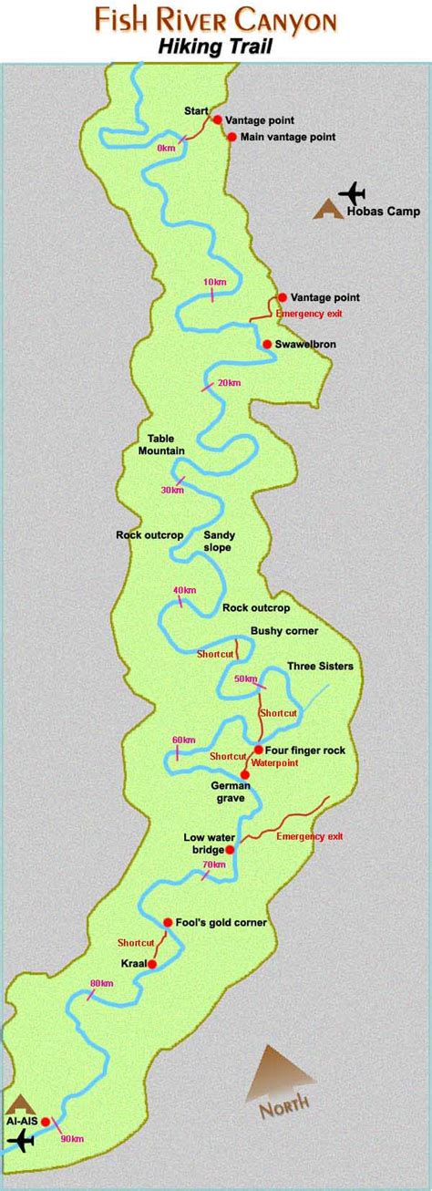 Fish River Canyon Hiking Trail Map - Fish River Canyon Nambia Africa ...