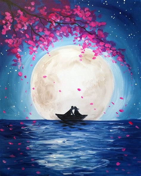 Moonlight Romance - Pinot's Palette Painting | Moonlight painting, Moon ...