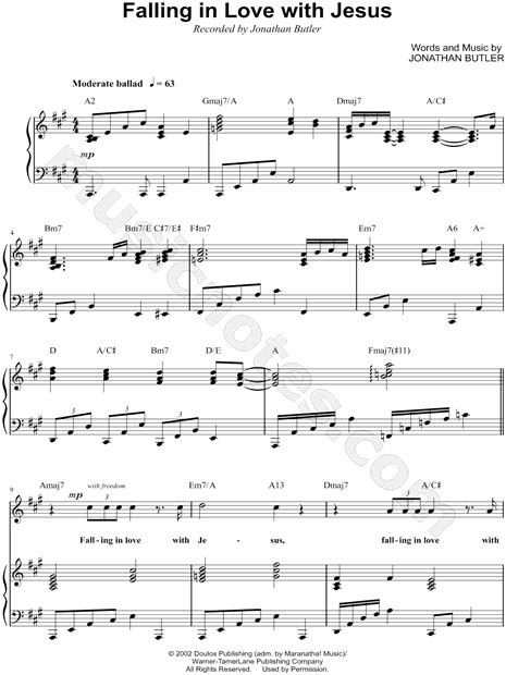 Jonathan Butler "Falling in Love with Jesus" Sheet Music in A Major ...