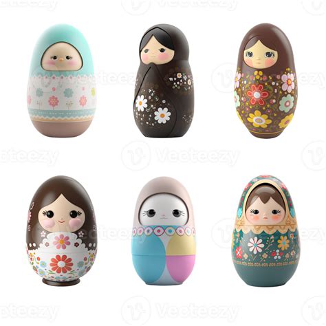 3D Collection of Russian Doll Or Baby Easter Egg Cartoon. 24107811 PNG