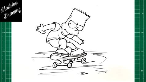 How to Draw Bart Simpson on a Skateboard - YouTube