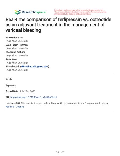 (PDF) Real-time comparison of terlipressin vs. octreotide as an ...