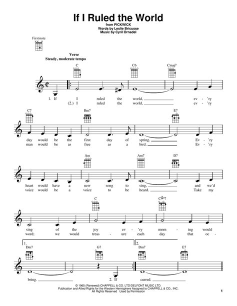 If I Ruled The World | Sheet Music Direct