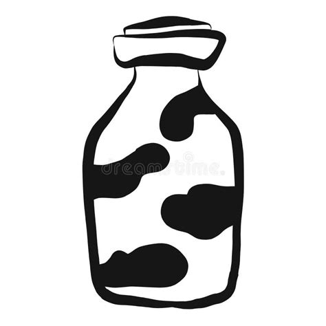 Milk Bottle with Cute Cow on Label. Vector Stock Vector - Illustration ...