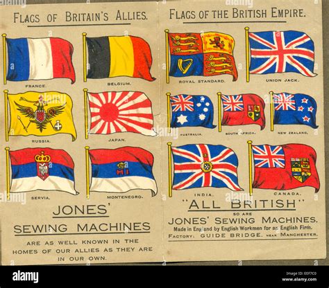 World War One flags on advertising leaflet for Jones' Sewing machines ...