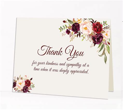 Free Sympathy Thank You Card Templates Of Bereavement Thank You Cards ...