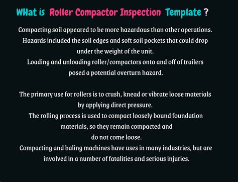 Roller Compactor Inspection Checklist, Health Safety Policy ...