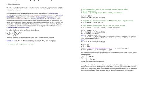 Solved B. Gibbs Phenomenon when the fourier Series is | Chegg.com