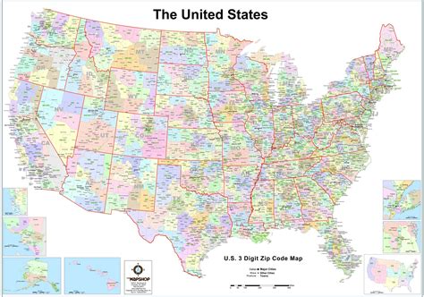 United States 3-Digit Zip Code Wall Map - The Map Shop