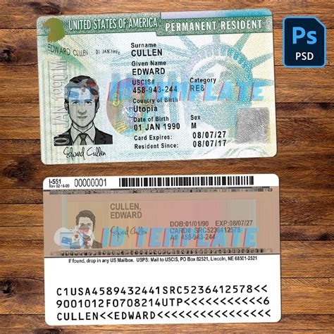 USA Permanent Resident card PSD Template | Driving license Template