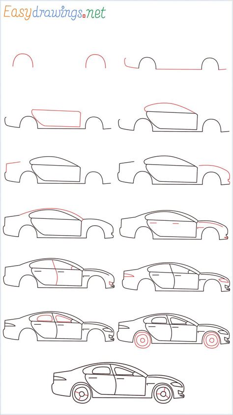 How To Draw A Car Step by Step - [13 Easy Phase] + [Video] | Simple car ...