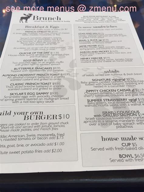 Menu at Blue Moose Restaurant & Cafe, New Hope