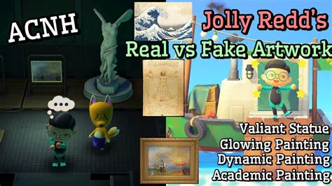 ACNH Jolly Redd's Real vs Fake Artwork 3 | Valiant Statue, Glowing ...