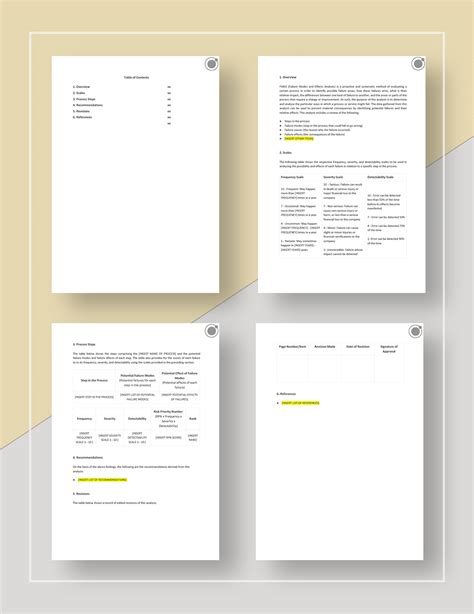 FMEA Analysis Template in Pages, Word, Google Docs - Download ...