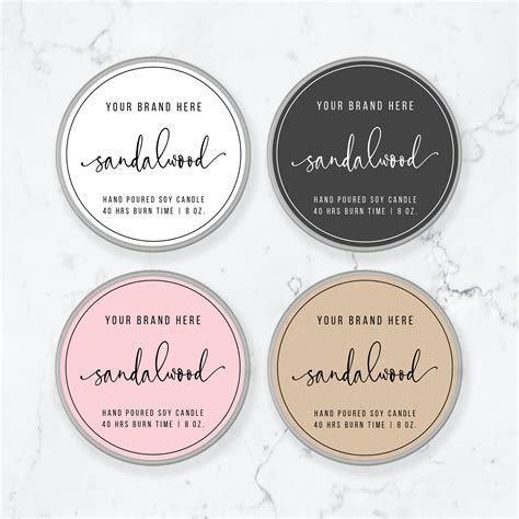 Round Candle Labels Printable Round Candle Tin Label | Etsy