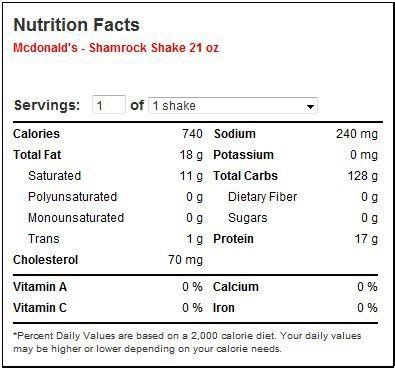 Mcdonalds Vanilla Milkshake Nutrition Facts - Nutrition Pics