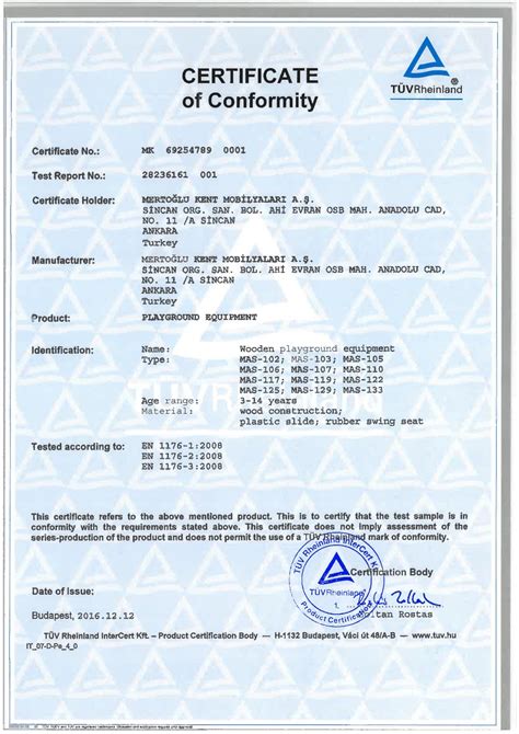 TUV Rheinland Our Certificate