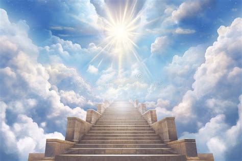 Stairway To Heaven with Rays of Light. with AI Generated. Stock ...